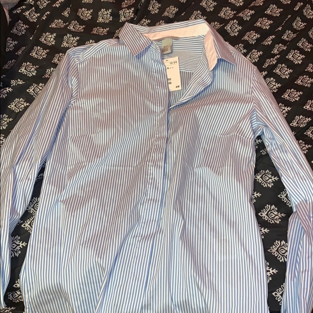 Blue and white button down !
